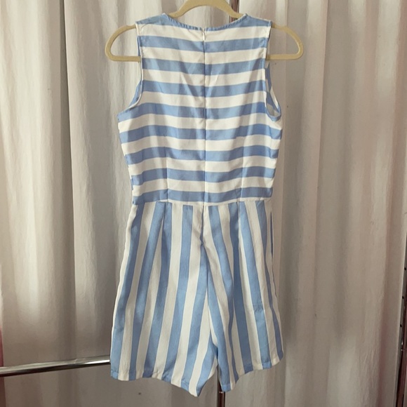 NEW Light Blue and White Striped Romper - Picture 3 of 3